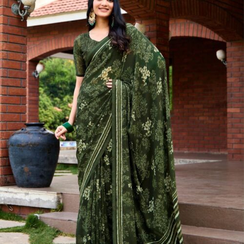 Henna Green Printed Saree