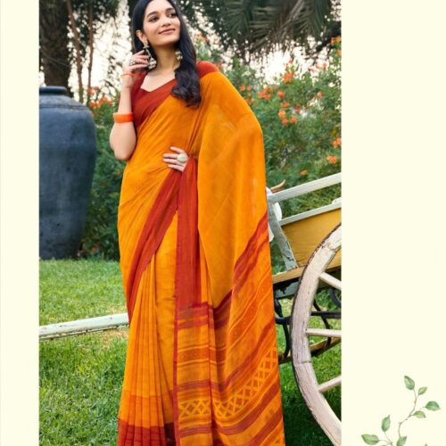 Mustard Printed Saree