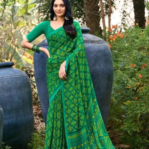 Green Printed Saree