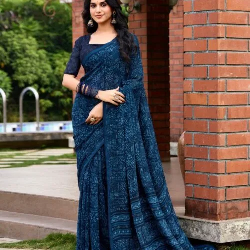 Indigo Printed Saree