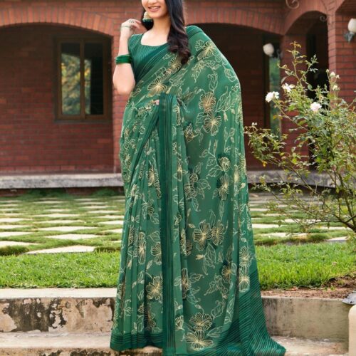 Sea Green Printed Saree