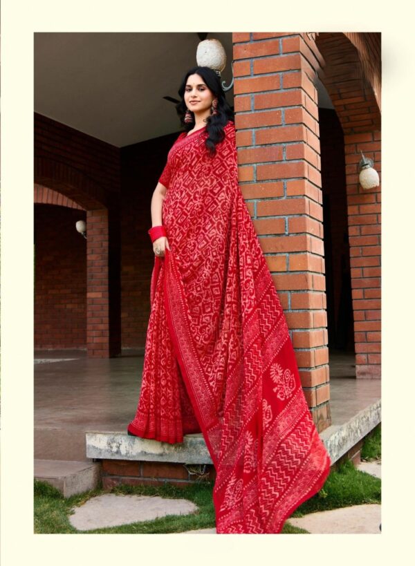 Red Printed Saree