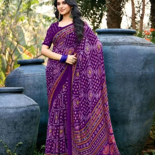 Purple Printed Saree