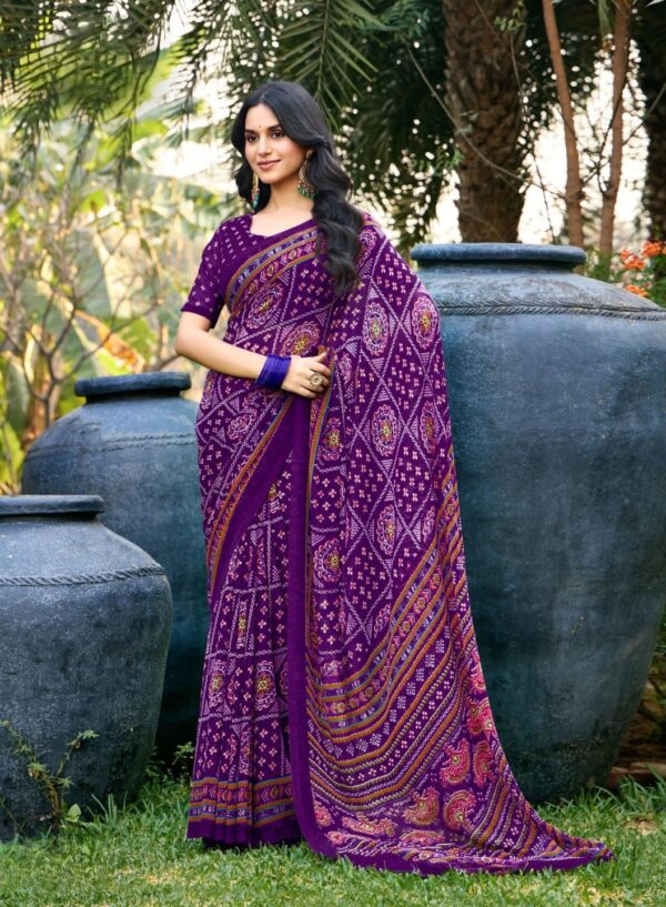 Purple Printed Saree