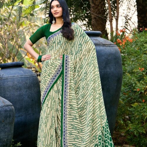 Off White Printed Saree