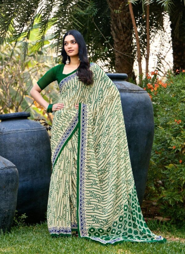 Off White Printed Saree