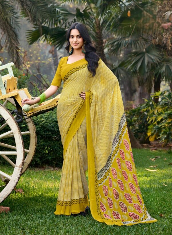 Yellow Printed Saree