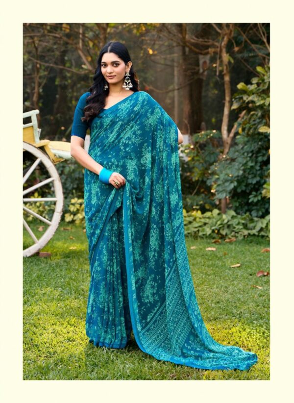 Turquoise Printed Saree