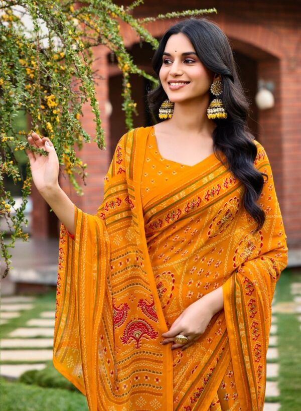 Mustard Printed Saree
