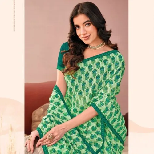 Green Chiffon Saree