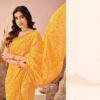 Yellow Printed Chiffon Saree