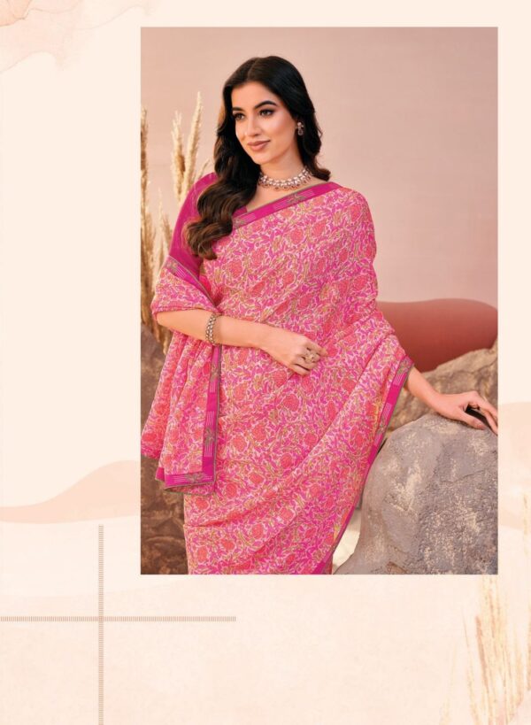 Pink Printed Chiffon Saree