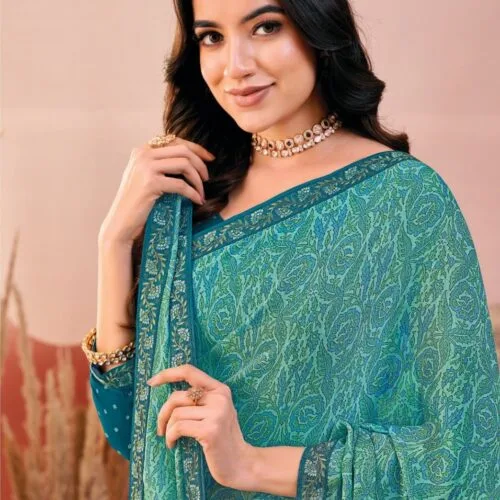 Sea green Chiffon Saree