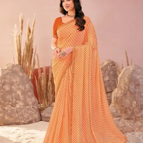 mango yellow chiffon saree