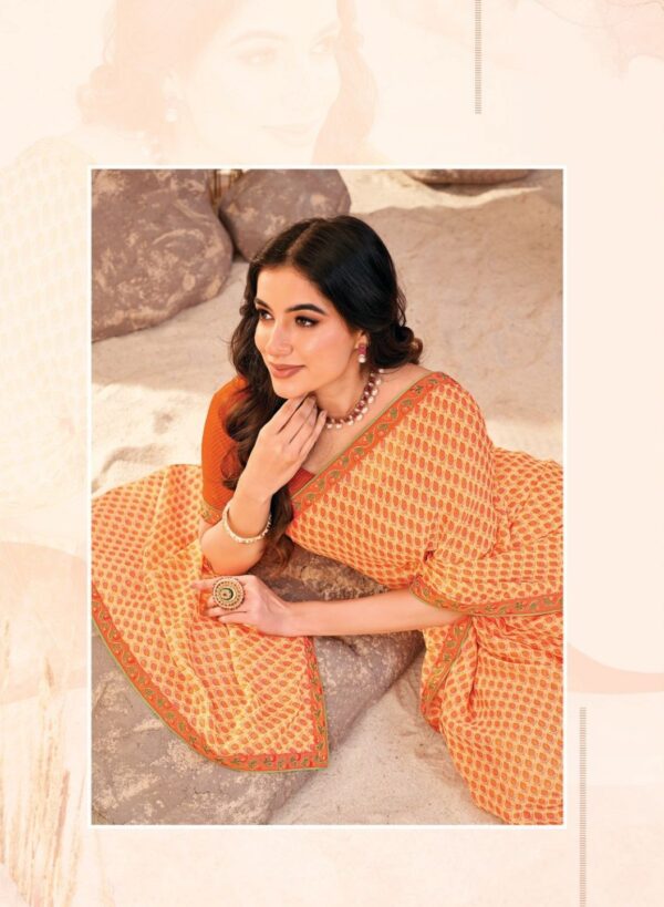 Mango Yellow Printed Chiffon Saree
