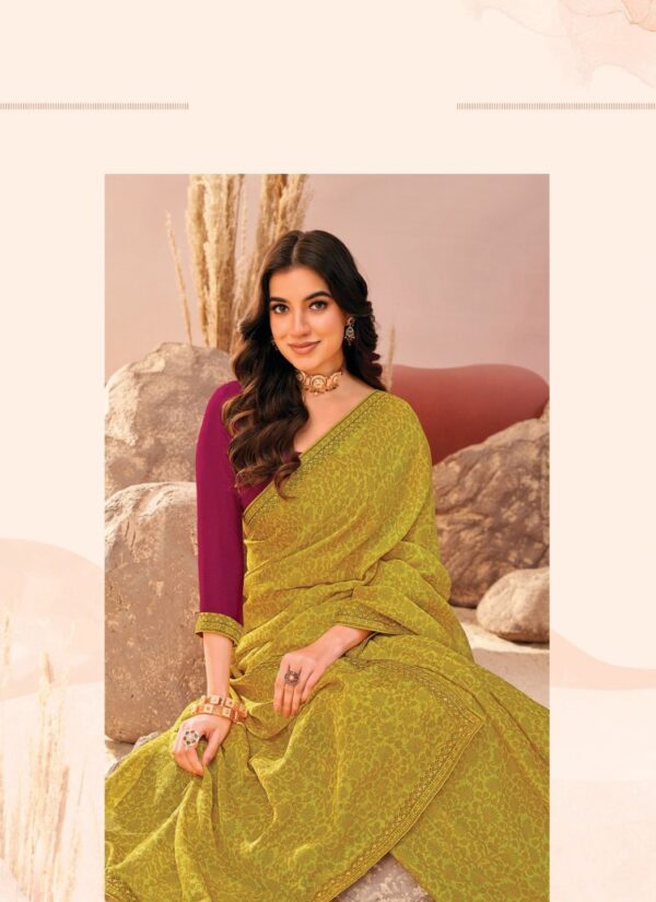 Gold Printed Chiffon Saree