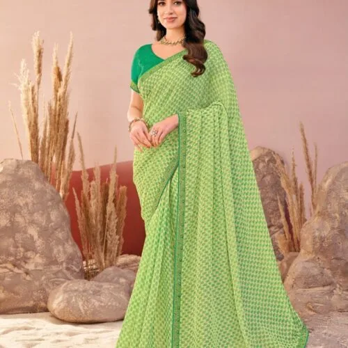 green chiffon saree