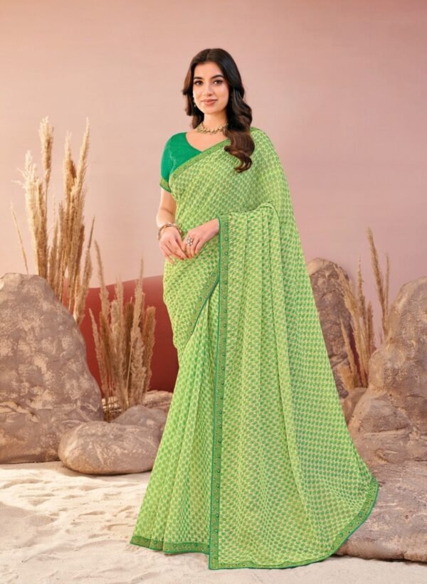 green chiffon saree