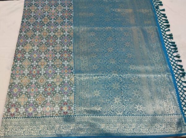 peacock blue silk saree