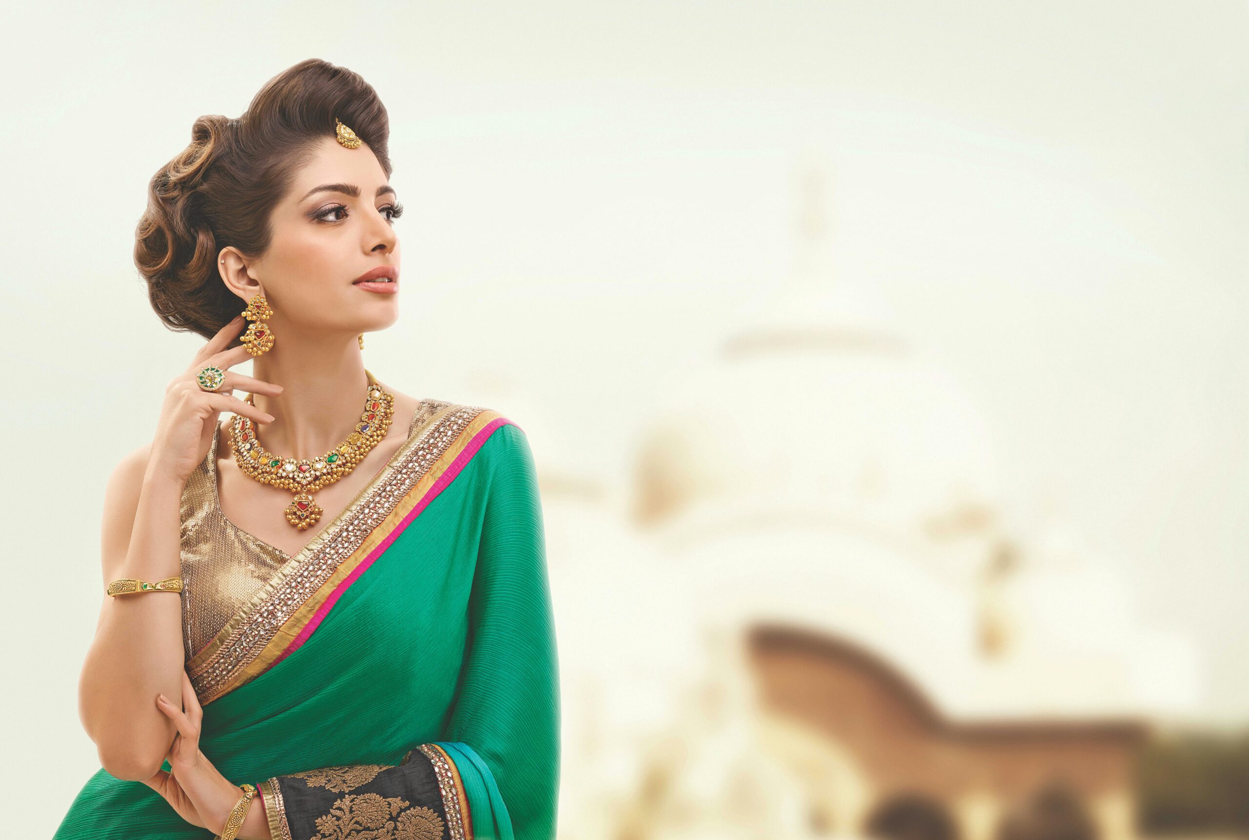 Beige Chanderi Silk Saree