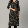 Black Printed Stitched Suit With Dupatta