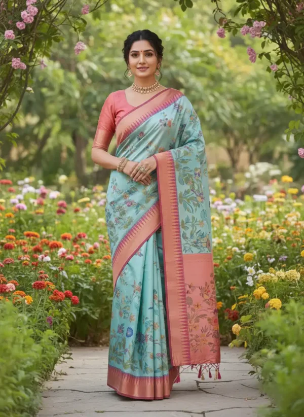 Aqua Blue Kanjivaram Silk Saree Aqua Blue Kanjivaram Silk Saree