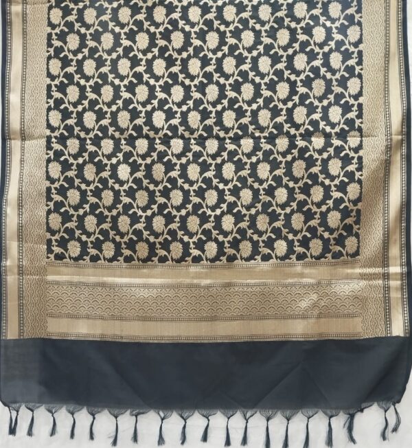 Black Banarasi Silk Dupatta