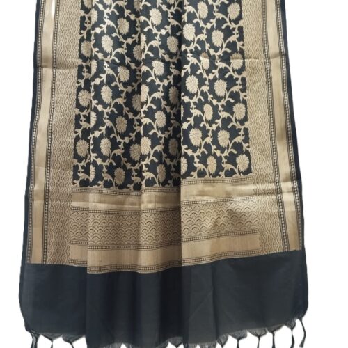 Black Banarasi Silk Dupatta