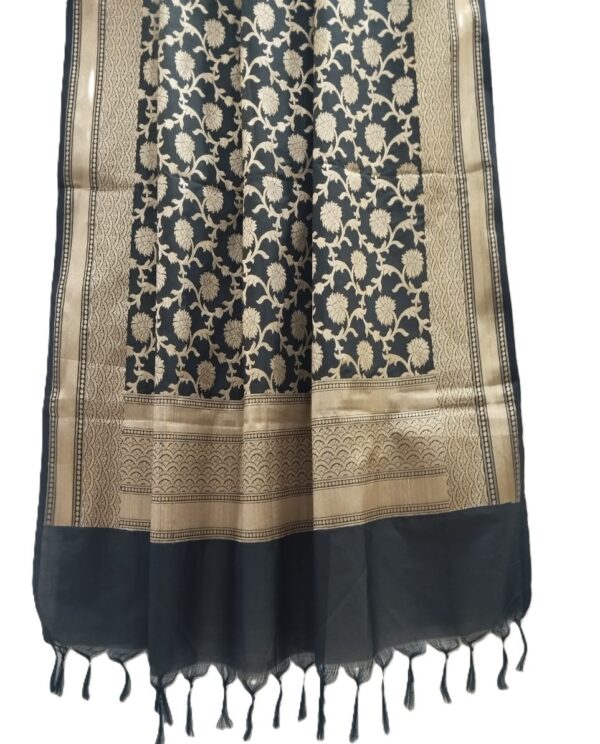 Black Banarasi Silk Dupatta