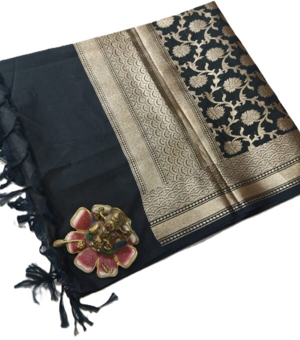 Black Banarasi Silk Dupatta
