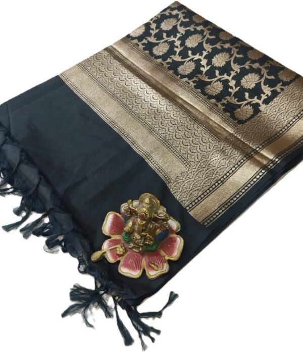 Black Banarasi Silk Dupatta