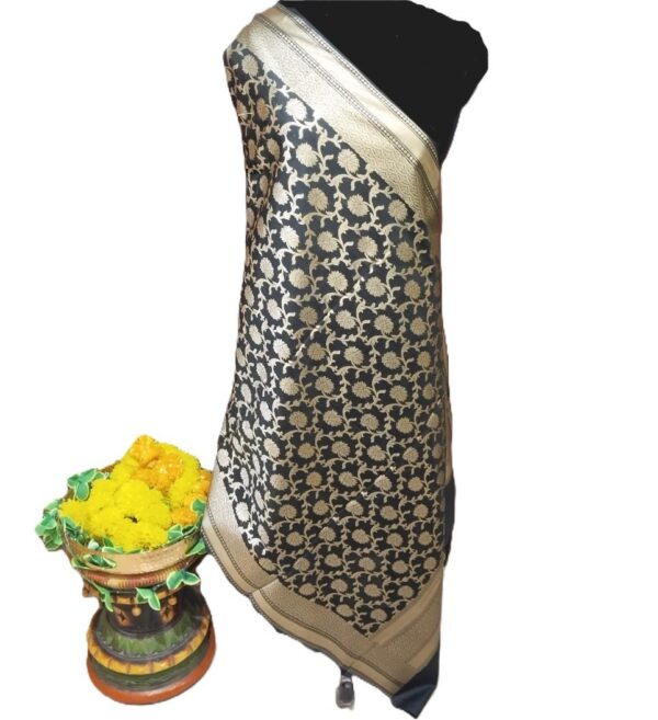 Black Banarasi Silk Dupatta