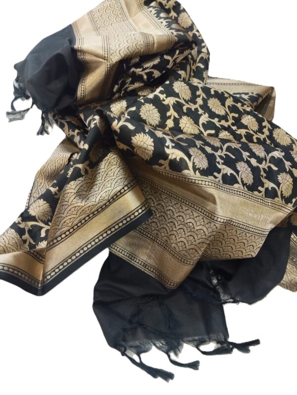 Black Banarasi Silk Dupatta