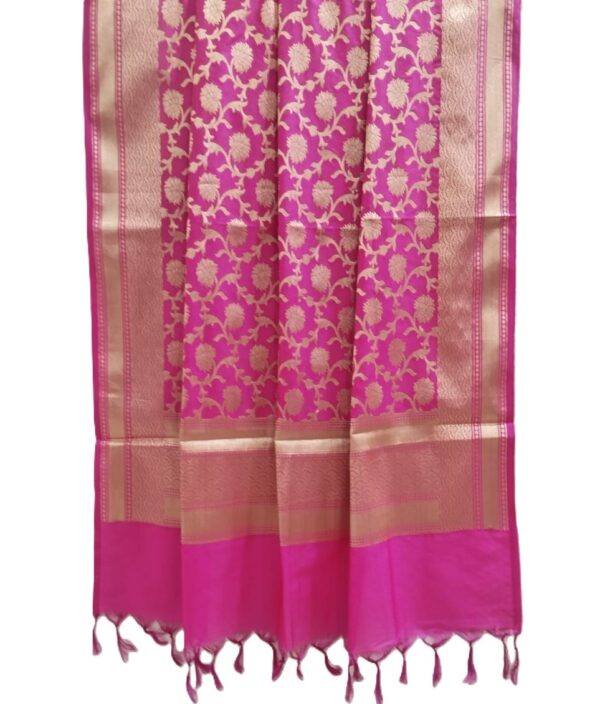 Pink Banarasi Silk Dupatta