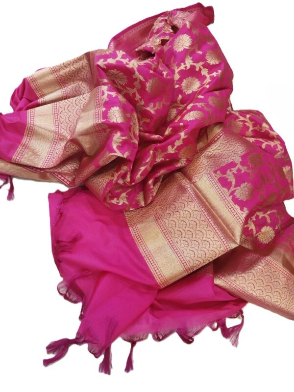 Pink Banarasi Silk Dupatta