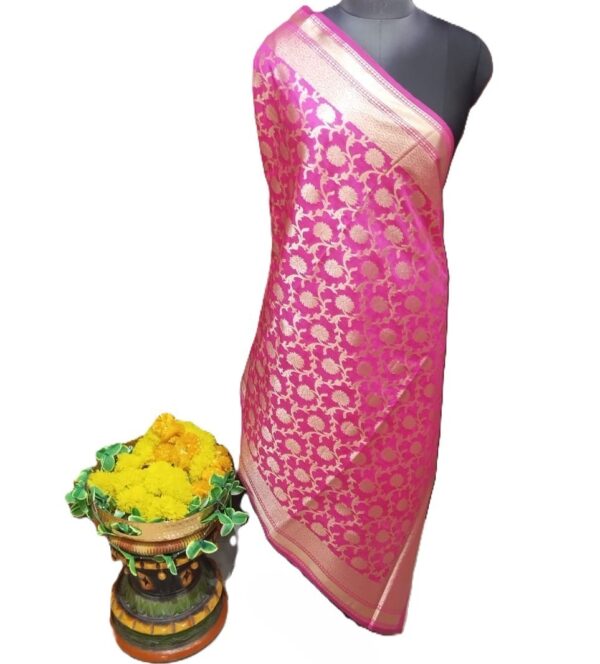 Pink Banarasi Silk Dupatta