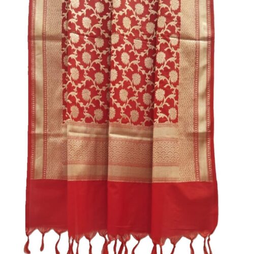 Red Banarasi Silk Dupatta