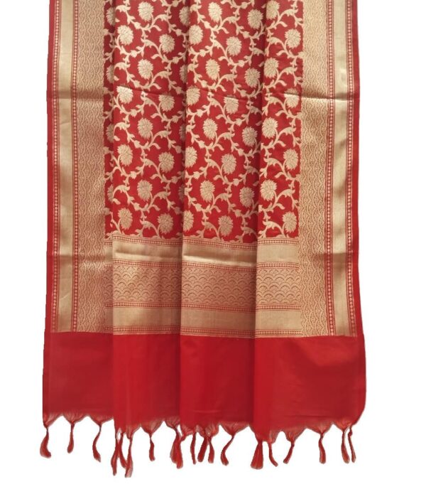 Red Banarasi Silk Dupatta