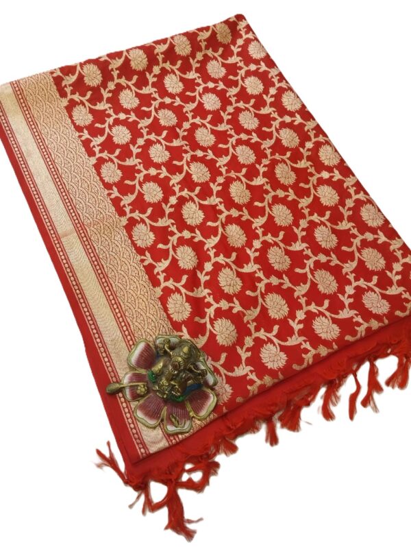 Red Banarasi Silk Dupatta