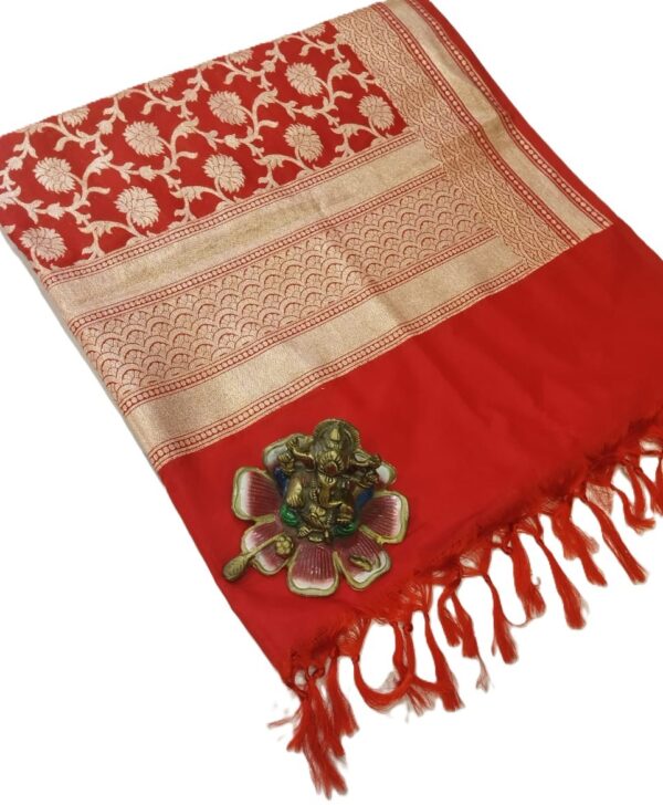 Red Banarasi Silk Dupatta