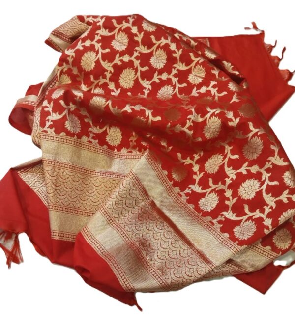 Red Banarasi Silk Dupatta