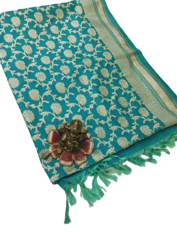 Teal Banarasi Silk Dupatta