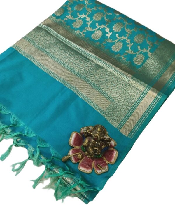 Teal Banarasi Silk Dupatta