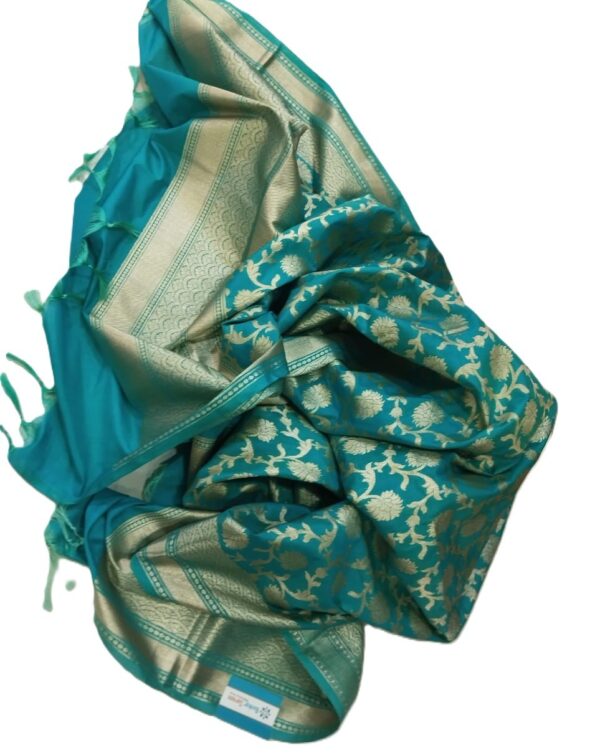 Teal Banarasi Silk Dupatta