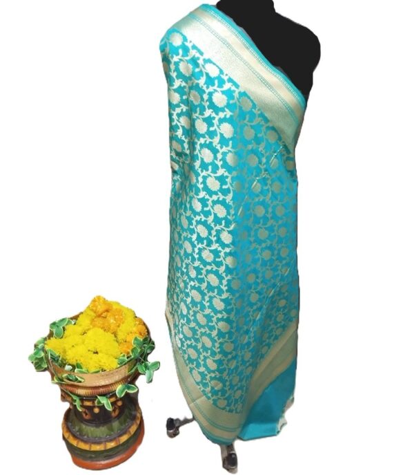 Teal Banarasi Silk Dupatta
