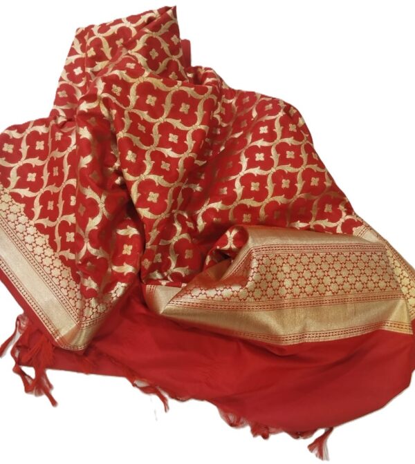 Red Banarasi Silk Dupatta