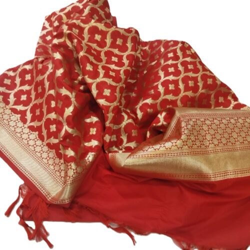 Red Banarasi Silk Dupatta