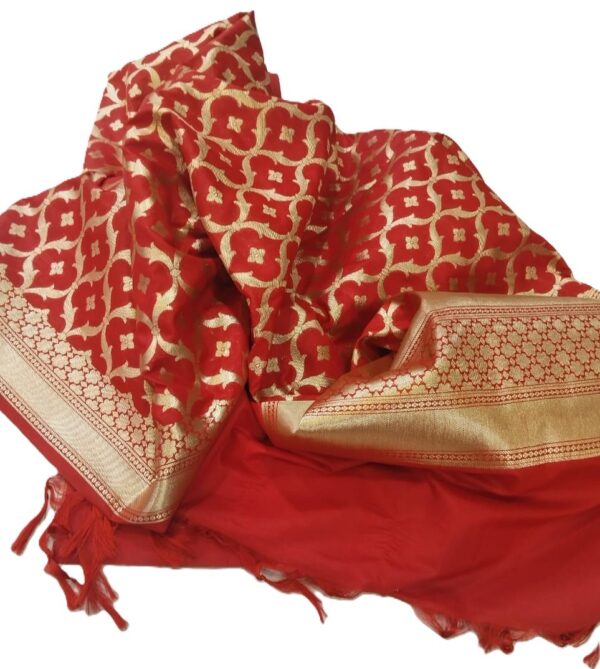 Red Banarasi Silk Dupatta