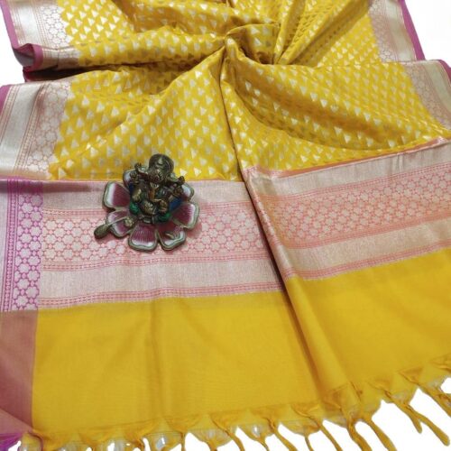 Pink Banarasi Silk Dupatta