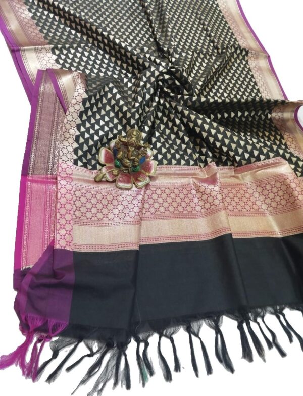 Black Banarasi Silk Dupatta